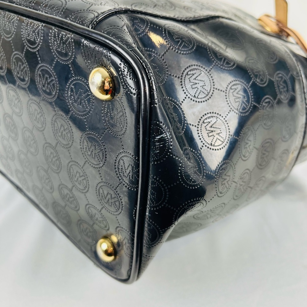Michael Kors Jet Set Tote Black Patent Leather MK Logo Large Dust Bag Included - Picture 8 of 16
